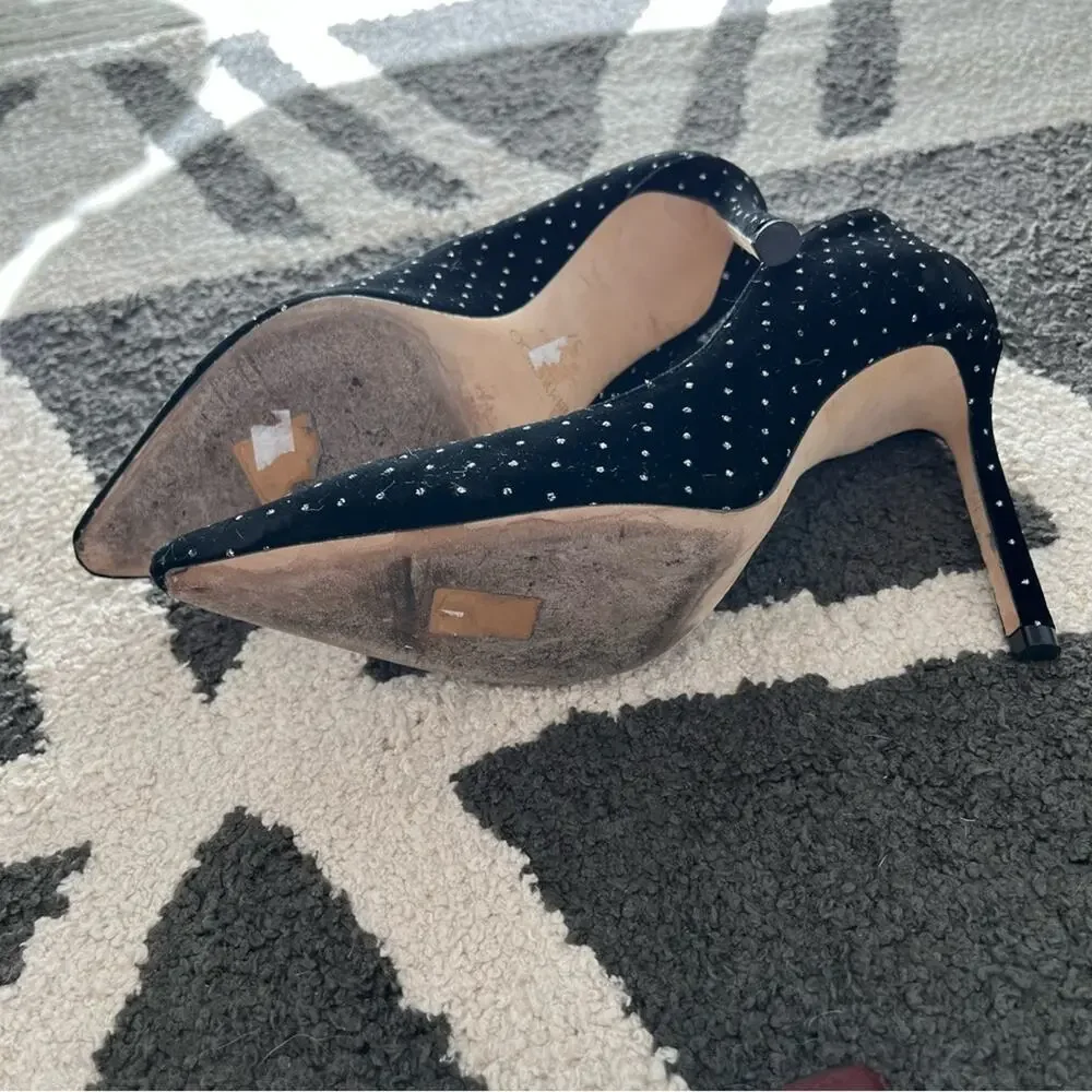 Jimmy Choo Romy 100 Pumps In Black Velvet With Glitters Size 37 - Picture 5 of 5